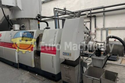 Nyere model af plast recycling maskine, Starlinger recoSTAR dynamic med 65 mm skruediameter.